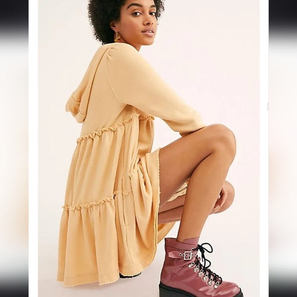 Free People Tiered Trapeze Zip Sweatshirt small - Picture 3 of 13